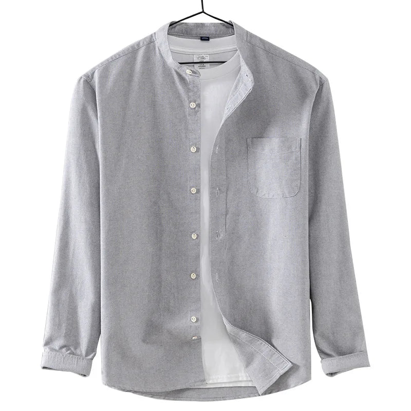 Men's Solid Color 100% Cotton Longsleeve Button-Up Shirt