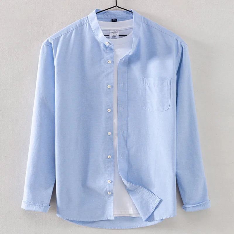 Men's Solid Color 100% Cotton Longsleeve Button-Up Shirt