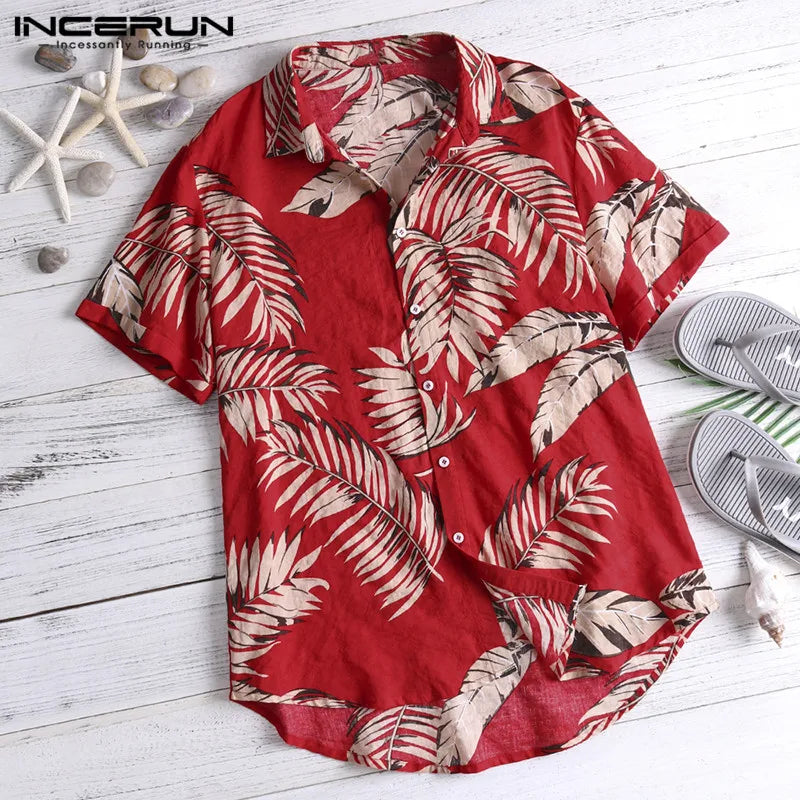 Men's Hawaiian Tropical Red Floral Shirt