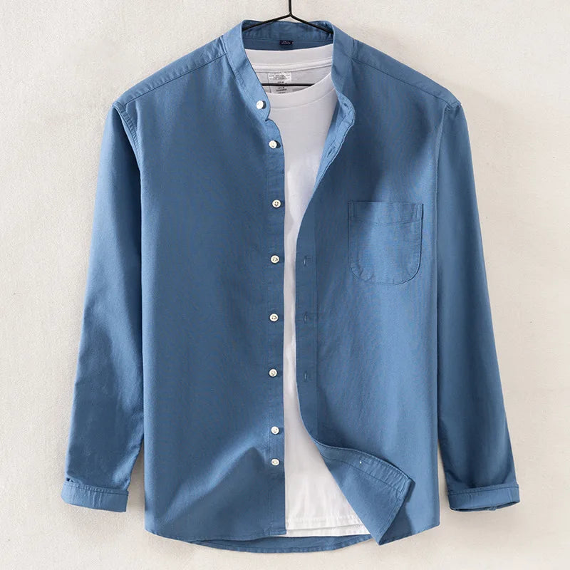 Men's Solid Color 100% Cotton Longsleeve Button-Up Shirt