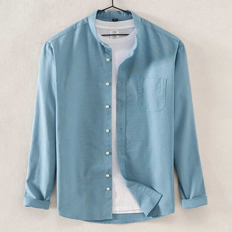 Men's Solid Color 100% Cotton Longsleeve Button-Up Shirt