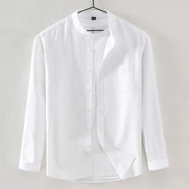 Men's Solid Color 100% Cotton Longsleeve Button-Up Shirt