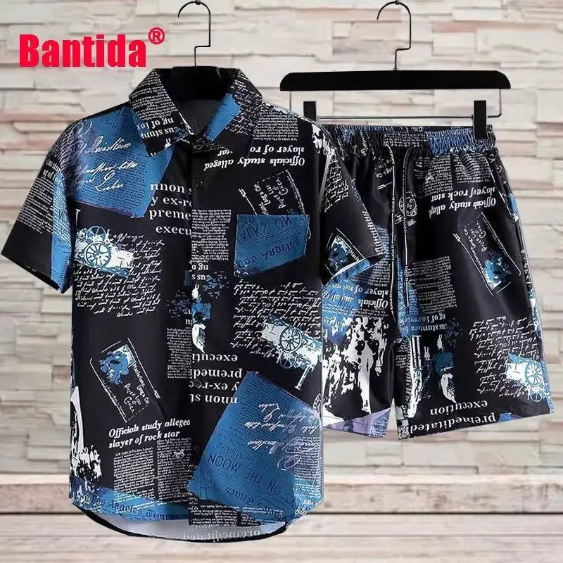 Men's Korean Graphic Shirt Shorts - Trendy Fashion