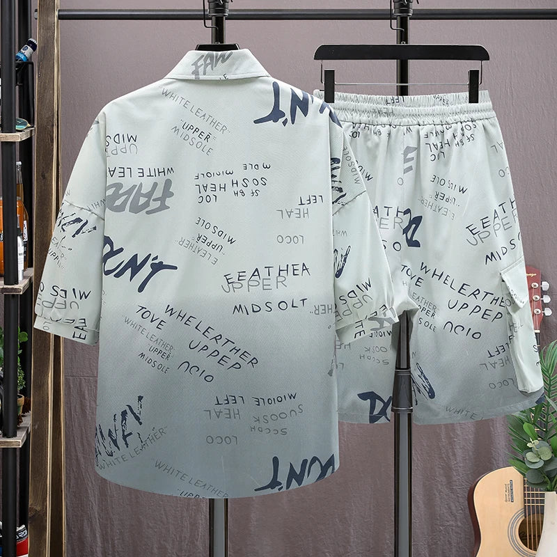 Men's Korean Graphic Shirt Shorts - Trendy Fashion