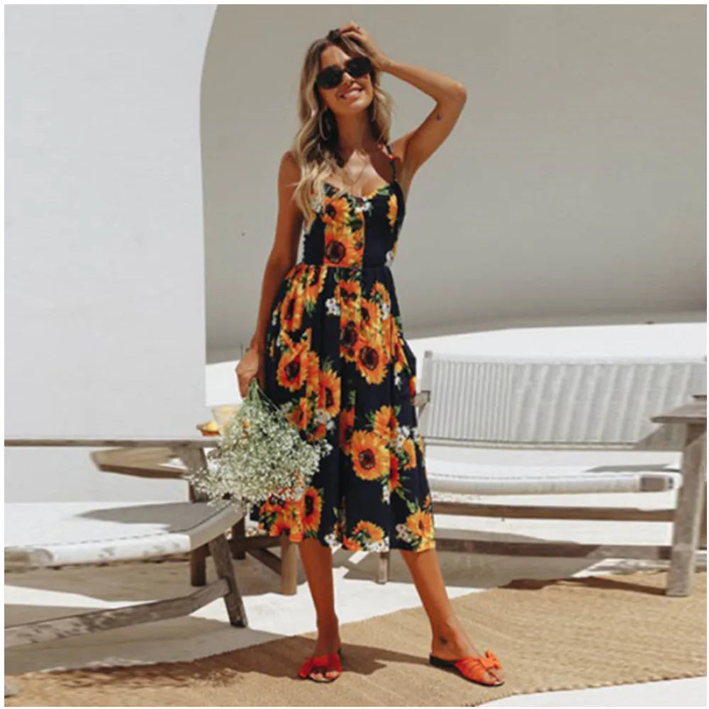 Boho Floral Sundress Women's Beach Dress collection