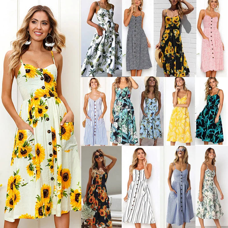 Boho Floral Sundress Women's Beach Dress collection