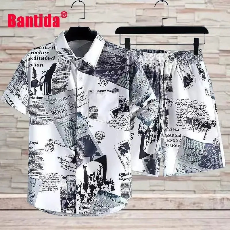 Men's Korean Graphic Shirt Shorts - Trendy Fashion