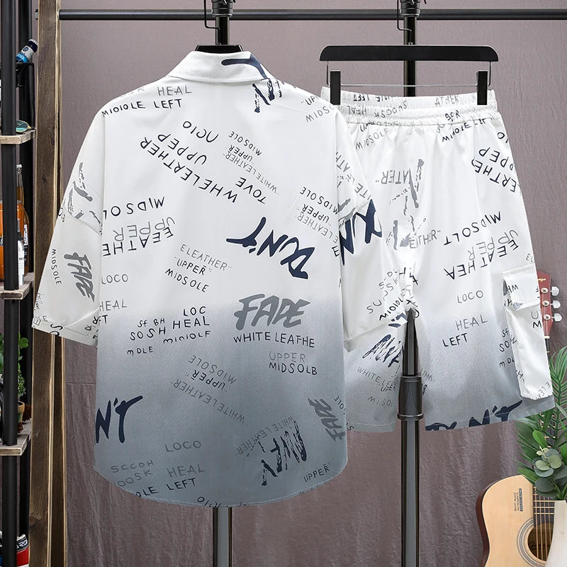 Men's Korean Graphic Shirt Shorts - Trendy Fashion