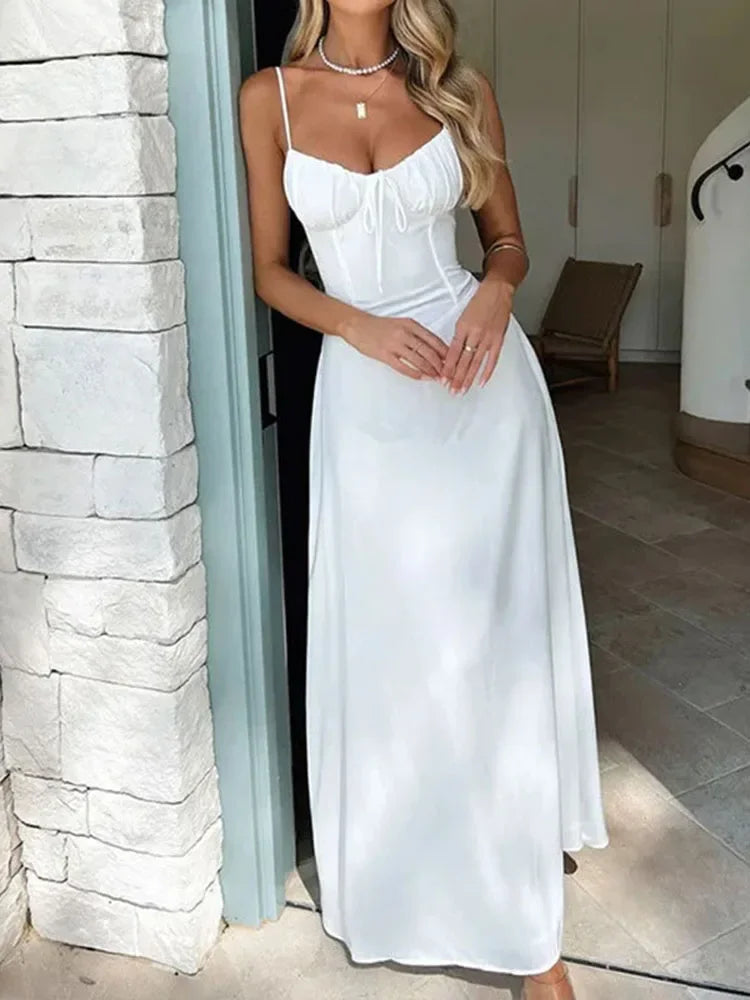 Elegant Strappy Backless Evening Long Dress - Women's Summer Fashion