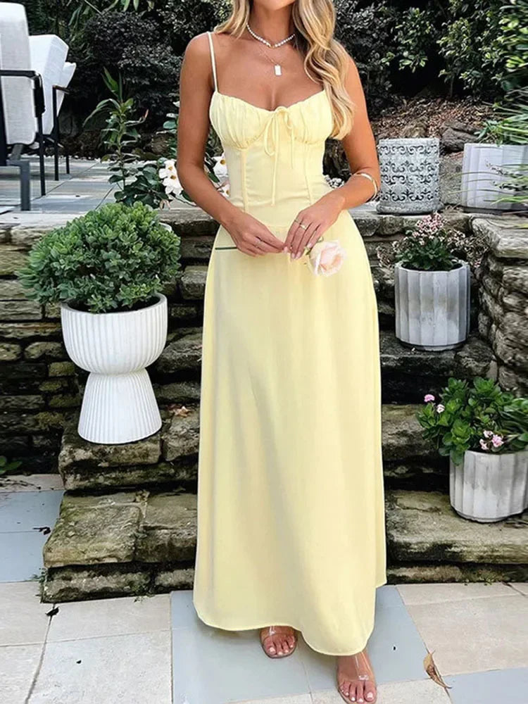 Elegant Strappy Backless Evening Long Dress - Women's Summer Fashion